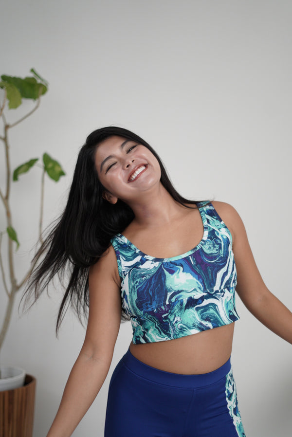 MARBLE BLUE BRA TOPS