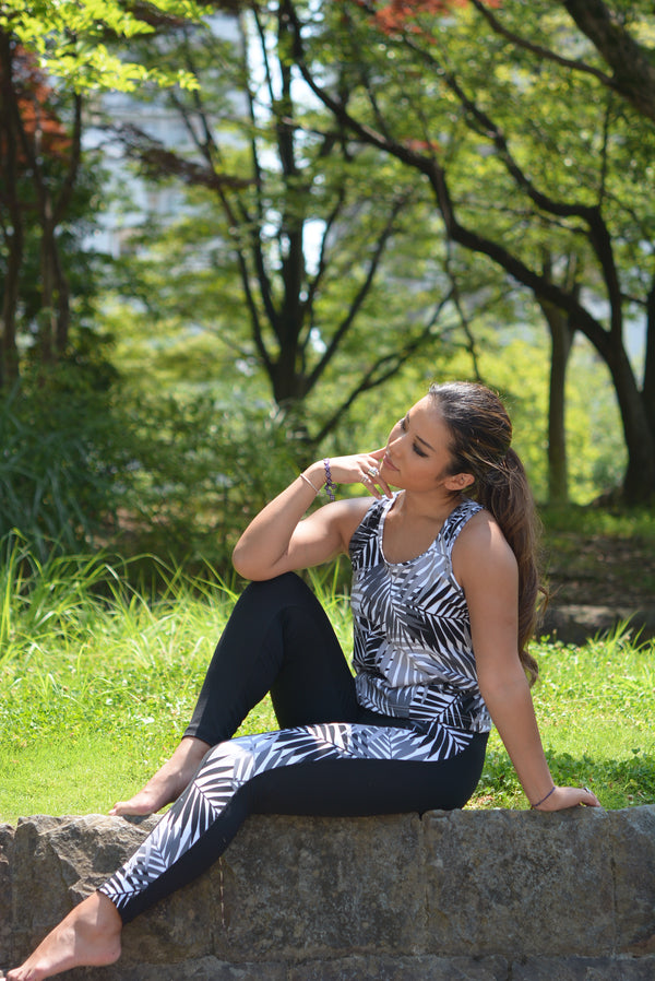 tropical black leggings