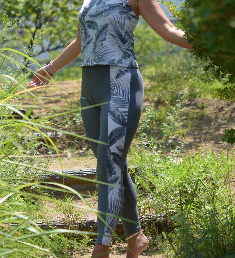 tropical gray leggings
