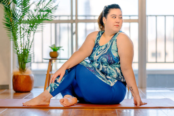 marble blue leggings